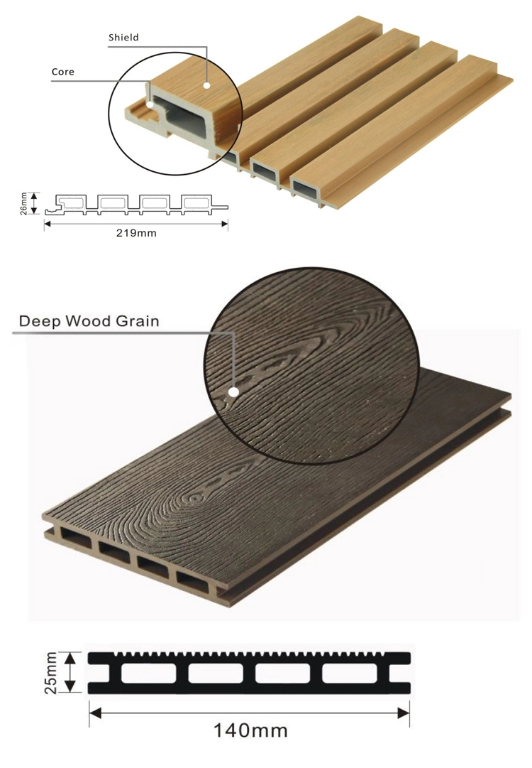 High Standard Wood Grain Composite Flooring Solid Wood Plastic WPC Composite Decking