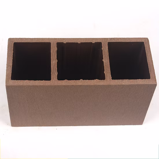 Tubos quadrados de madeira WPC personalizados com superfície em relevo composto de grão de madeira pérgola viga lâmina