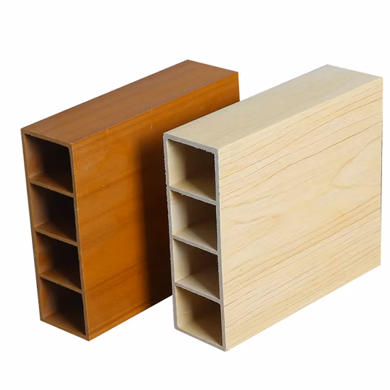 Material de decoração de interiores Composto de madeira e plástico WPC Tubo quadrado de madeira